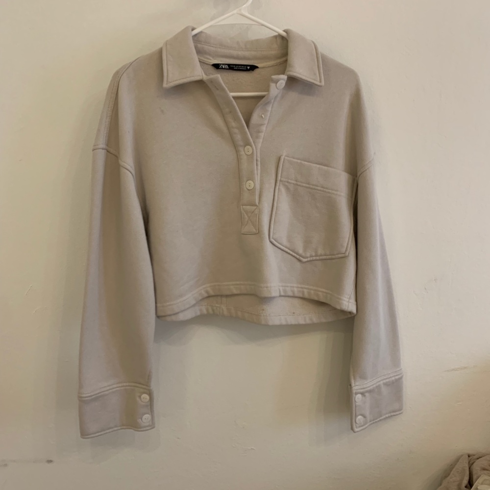 ZARA CROPPED POLO SWEATER